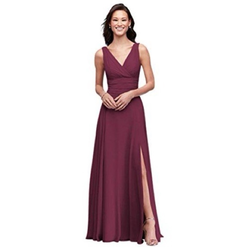 David’s Bridal Surplice Tank Chiffon/ Formal Dress Wine